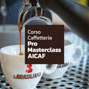 Corso caffetteria pro immagine di due tazzine la brasiliana con caffè che scende da portafiltro